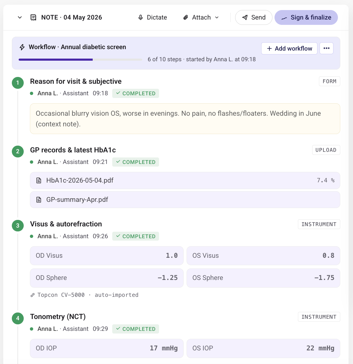 Medibrix note with a shared assistant and clinician workflow