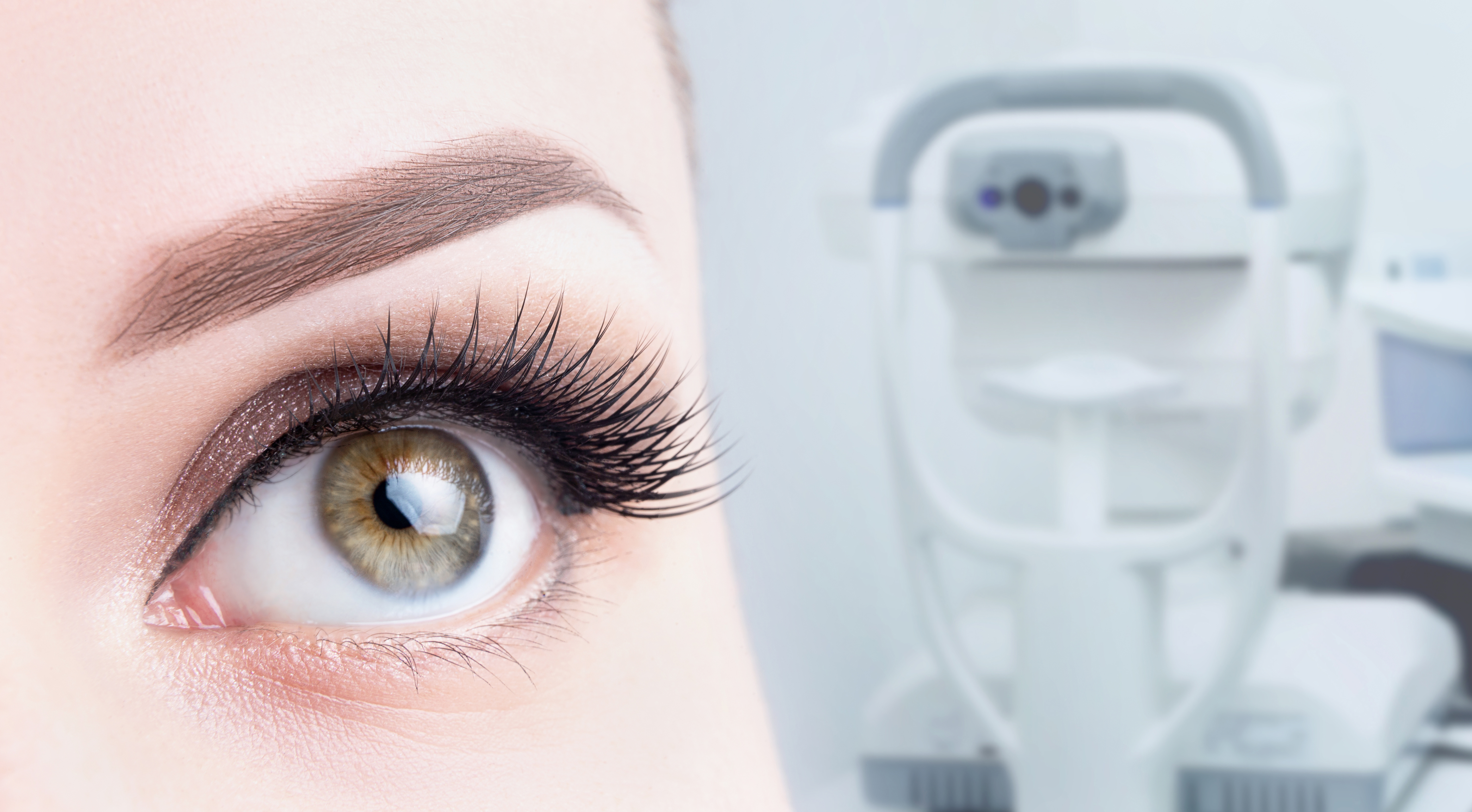 Close-up of an eye during an ophthalmic examination